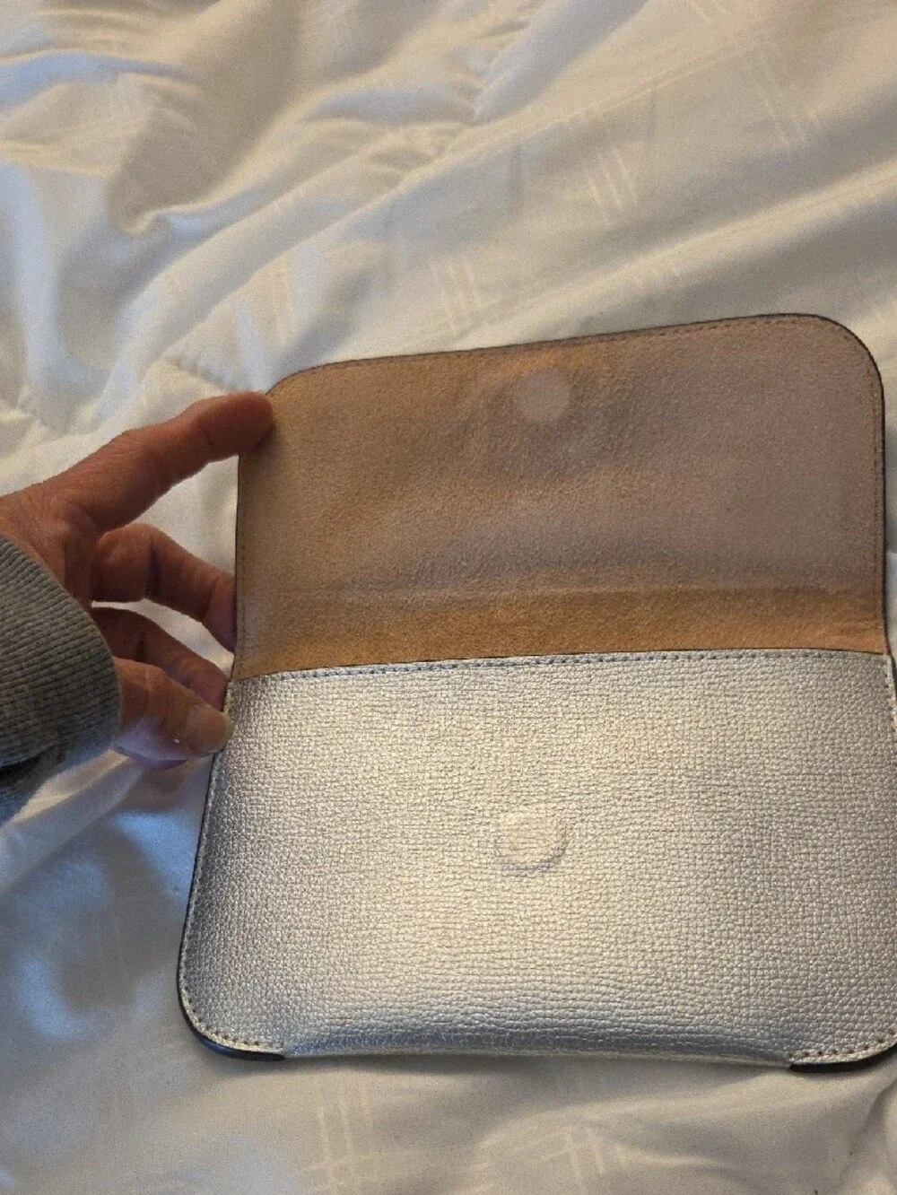 kate spade Silver Metallic Leather Flap Clutch